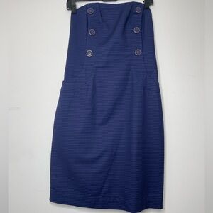 $196 Lily Pulitzer 6 Vanna Strapless Navy Fully Lined Nautical Mini Dress Button